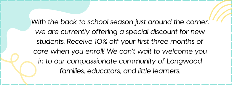 promotional discount image advertising 10% off your first three months of care for new students
